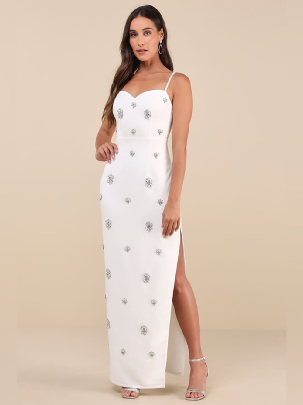 Lulu’s Completely Regal Rhinestone Sleeveless Column Maxi Dress